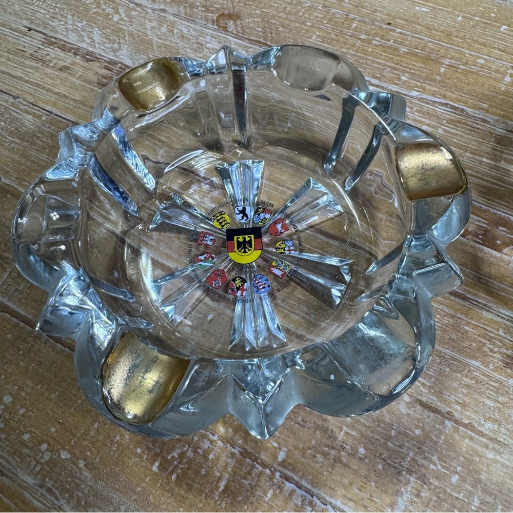 Vintage Glass Ashtray Wittig hadamar 1919 ER WI Bundesrepublik Deutschland